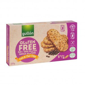 Gullon Glutensiz Yulaflı Çikolata Parçacıklı Bisküvi 220g